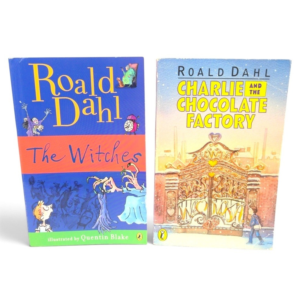Roald Dahl Witches & Charlie and the Chocolate Factory Paperback Book Set VTG